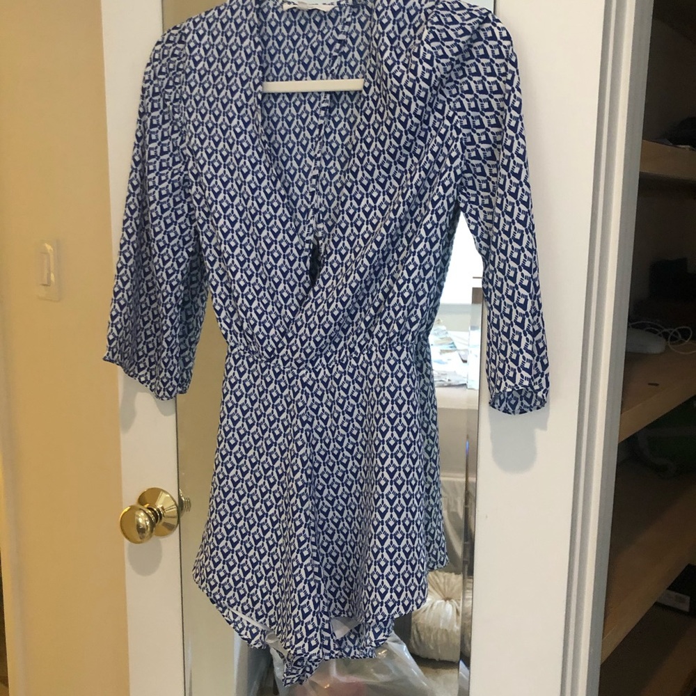 Romper blue & white